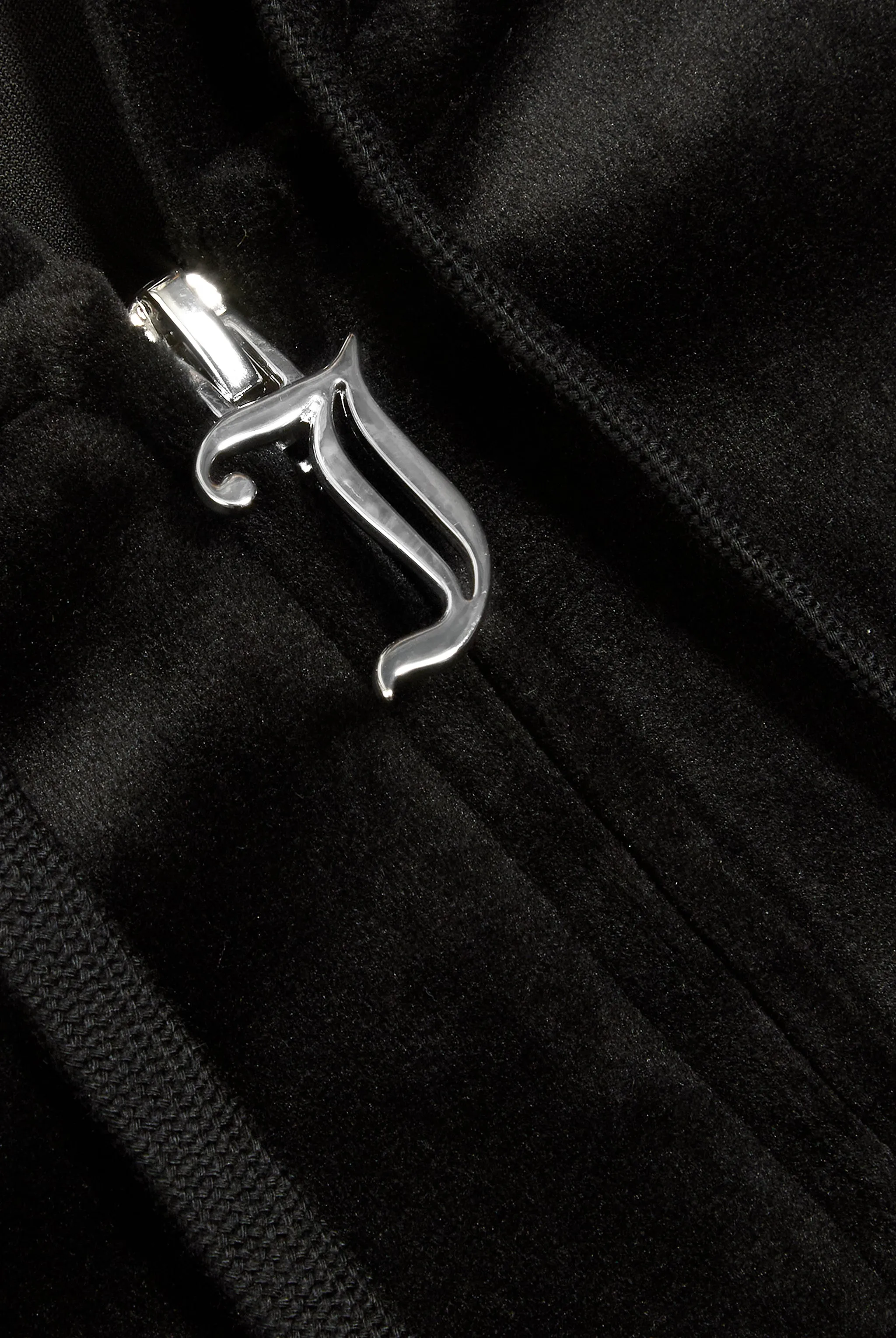 ARIES' BLACK DIAMANTÉ VELOUR ZIP-THROUGH HOODIE