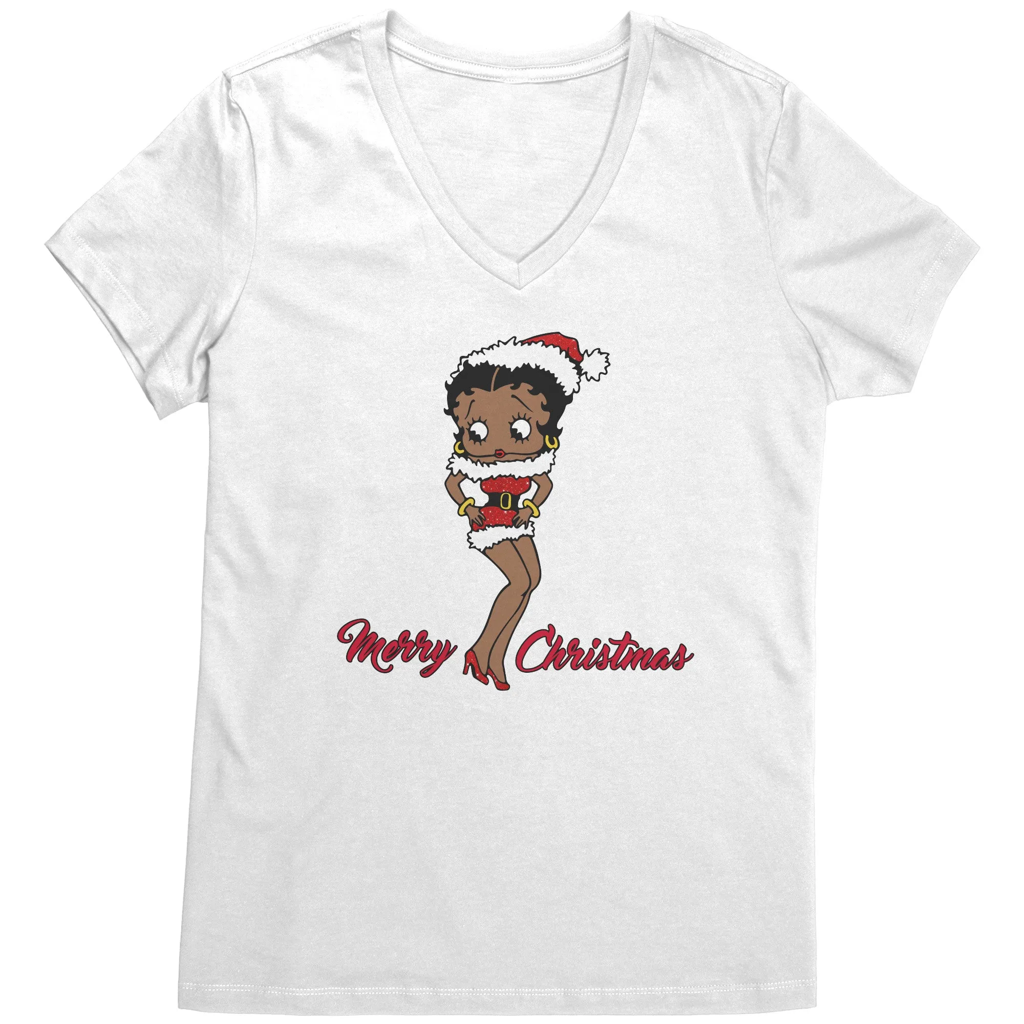 Christmas Vneck, Betty Boop V-Neck Shirt, Cute Graphic Tee, Betty Boop T-Shirt, Christmas Gift for Her, Womens Clothing, Fun Retro Shirt