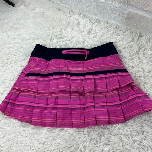 Lululemon Run: Pace Setter Skirt Elevation Stripe Pow Pink / Deep Indigo