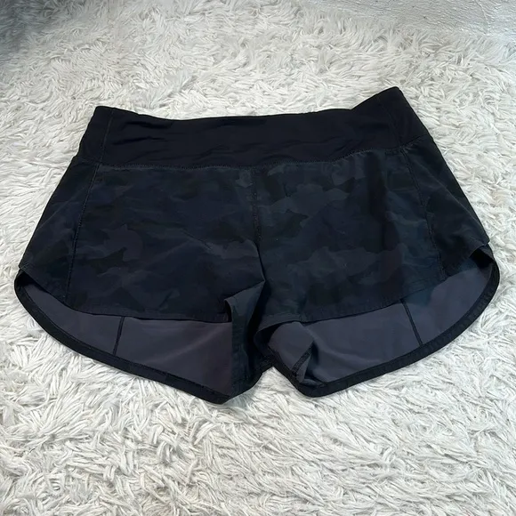 Lululemon Speed Up Short Long *4&quot; Updated Fit Heritage 365 Camo Deep Coal Multi