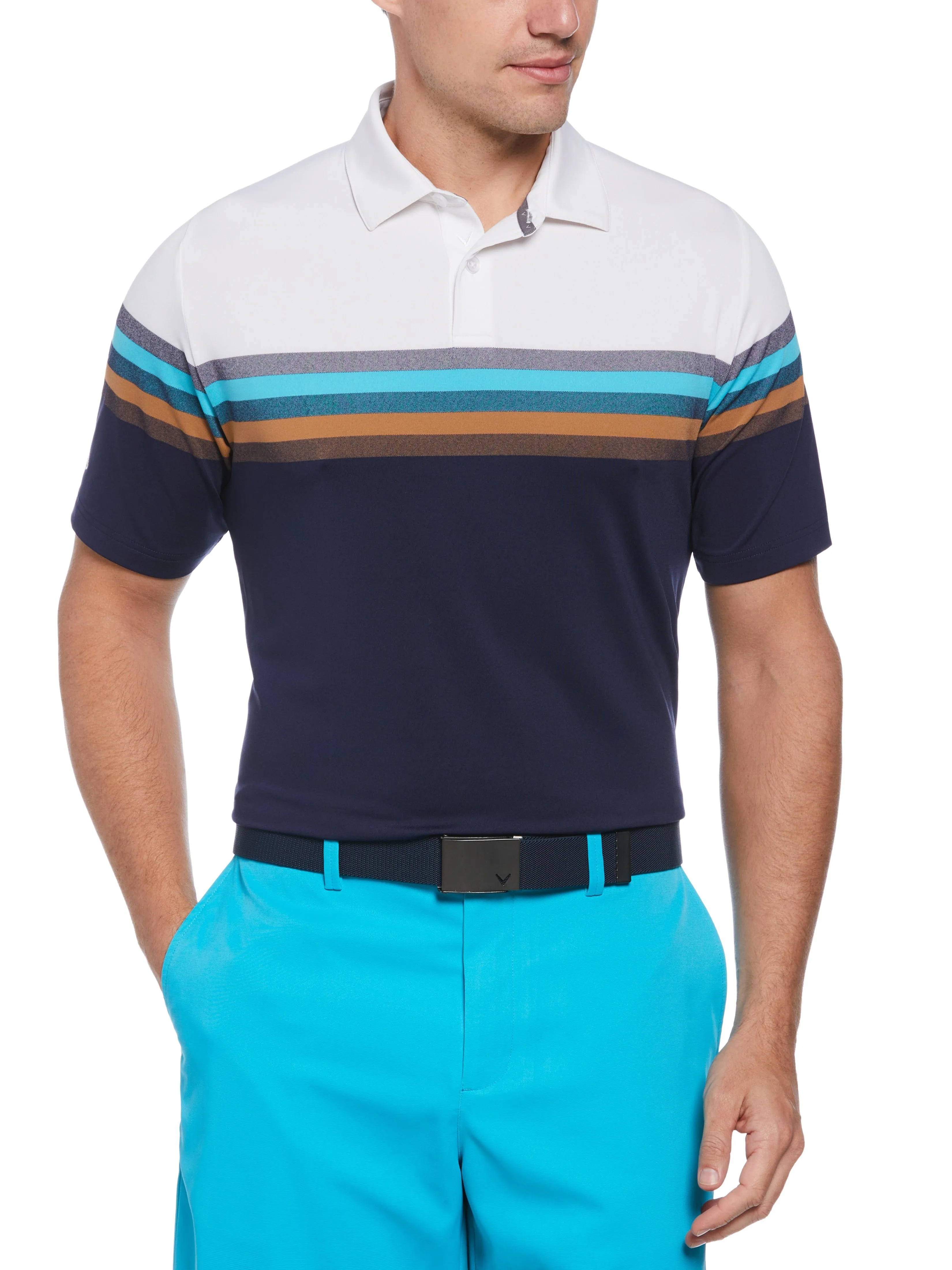 Mens Oxford Legacy Color Block Golf Polo